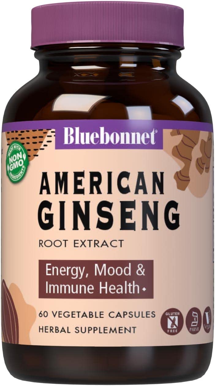 

Витамины и минералы для спортсменов Bluebonnet American Ginseng (Американский женьшень) 60