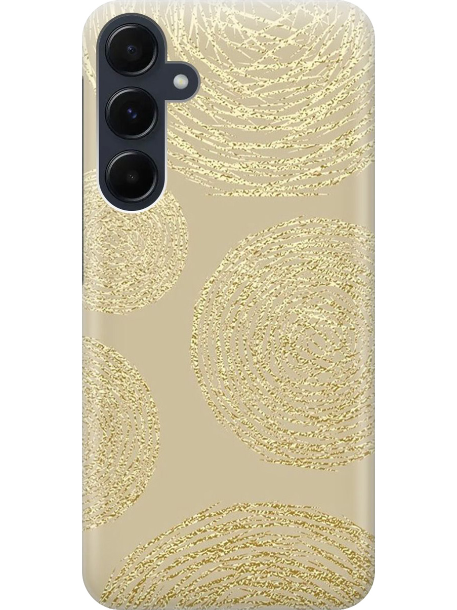 

Силиконовый чехол на Samsung Galaxy A55 с принтом "Золотые круги", Прозрачный;золотистый, 780484231