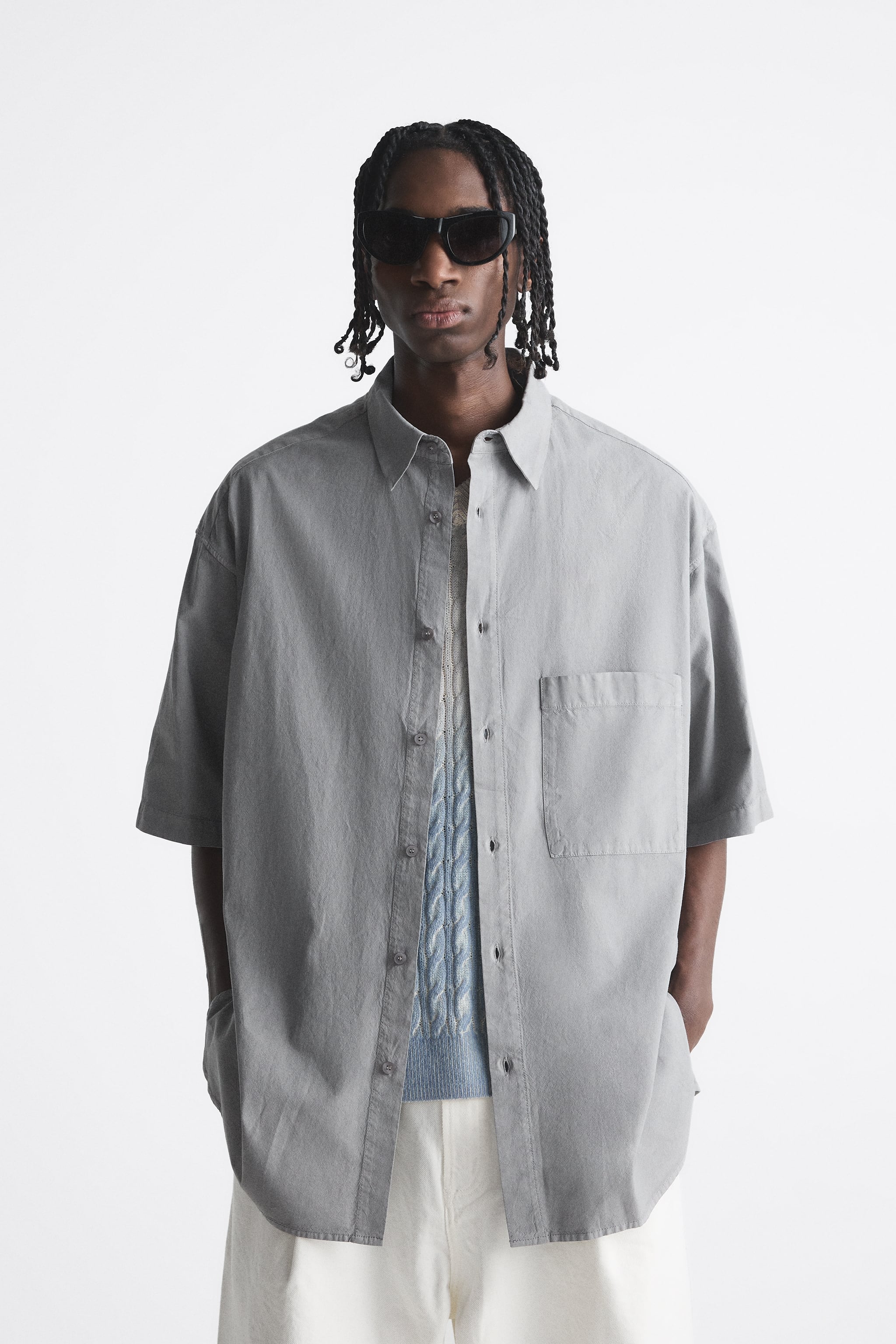 

Рубашка мужская ZARA 02599400 серая S (доставка из-за рубежа), Серый, 02599400