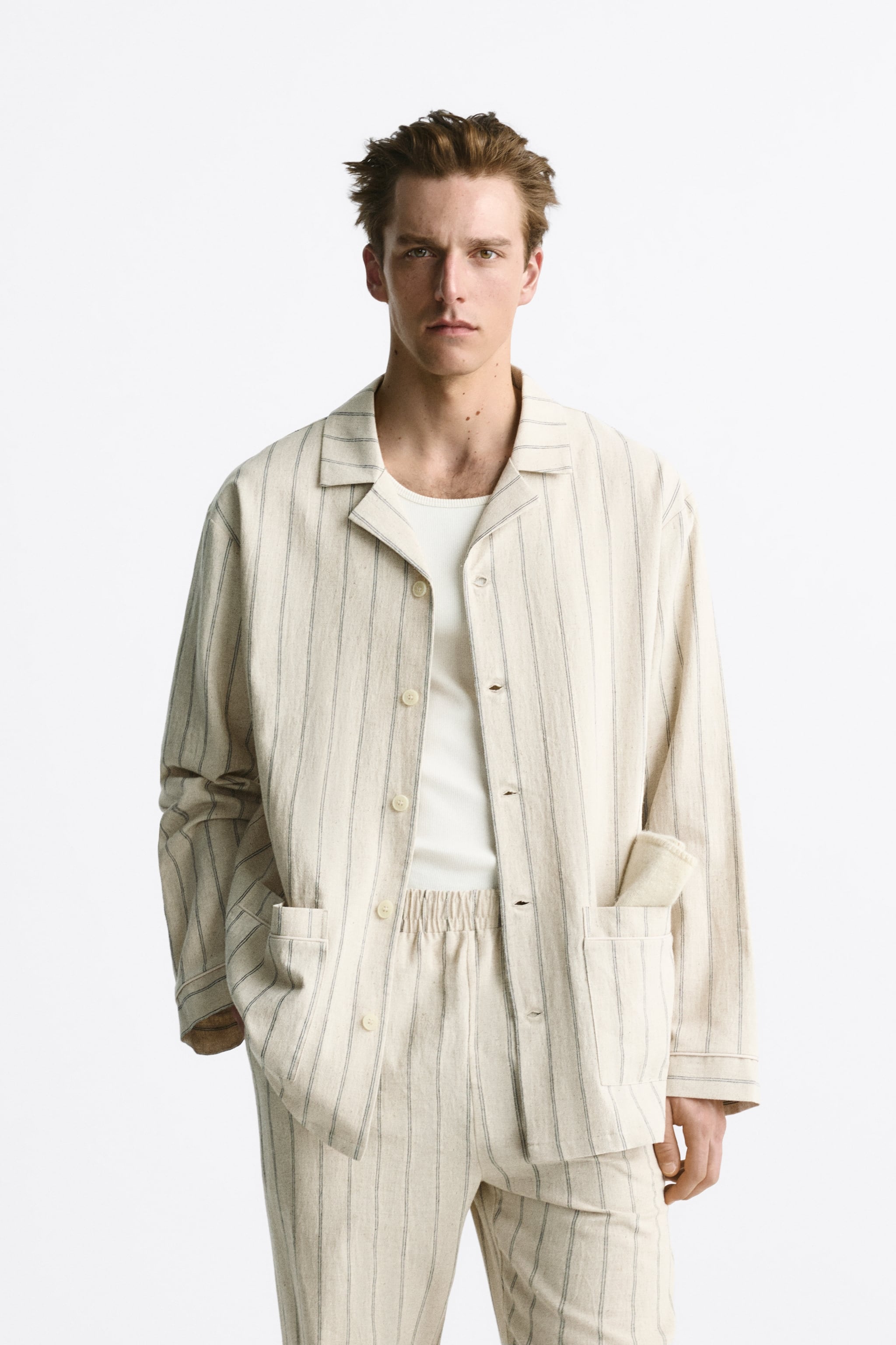 

Рубашка мужская ZARA 00775413 бежевая L (доставка из-за рубежа), Бежевый, 00775413