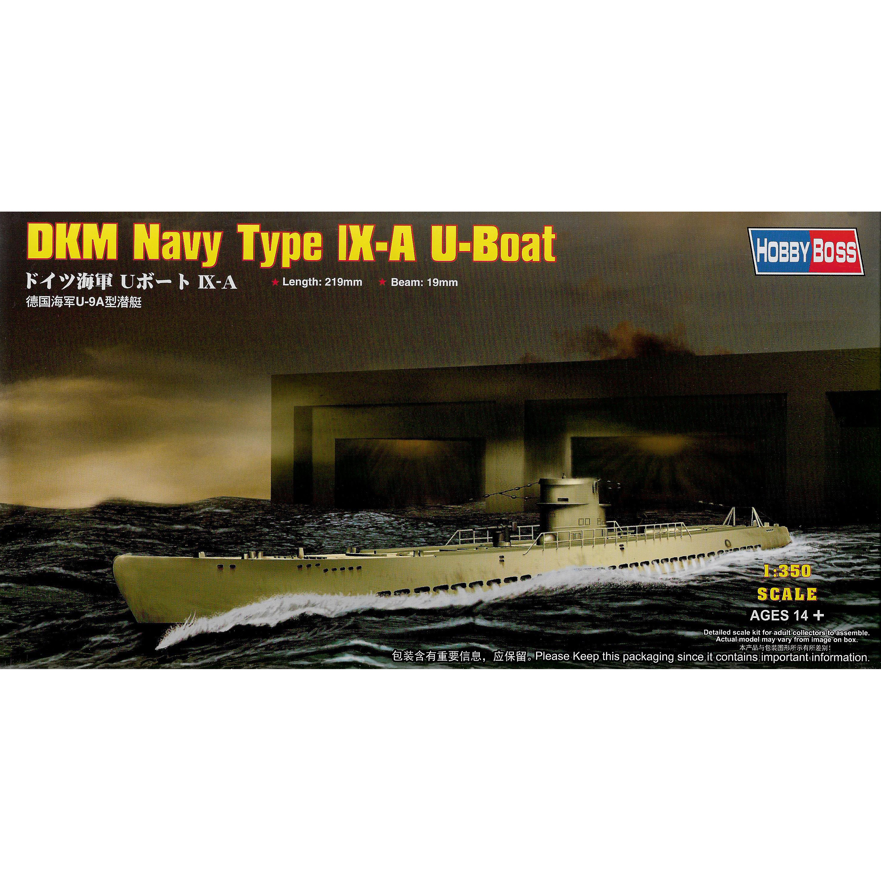 Сборная модель HobbyBoss 1/350 Немецкая ДПЛ U-boat Type IX A 83506