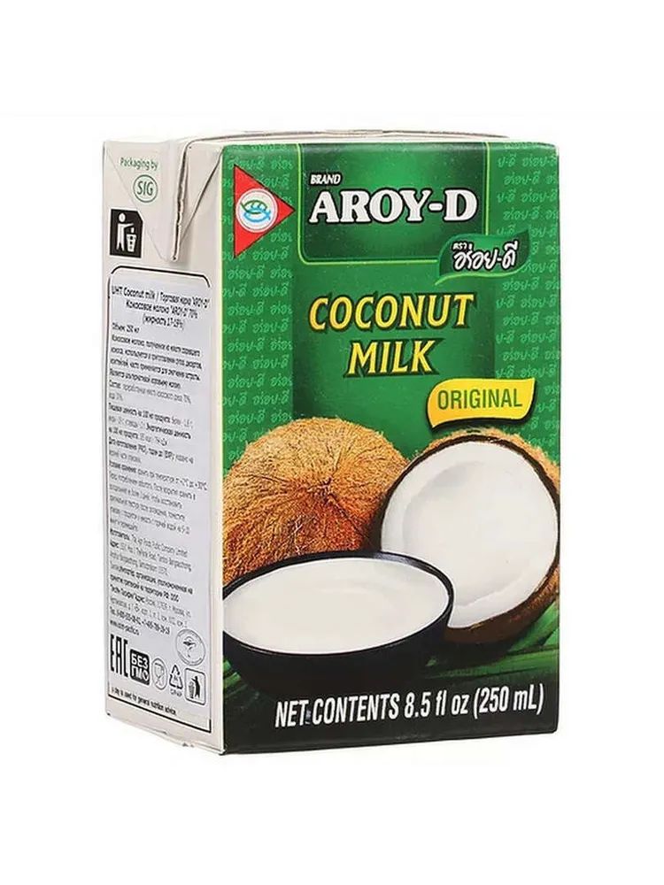 

Кокосовое молоко AROY-D, растительные жиры 17-19%, Tetra Pak, 250 мл