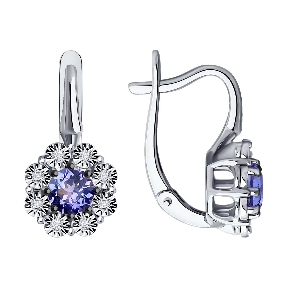 

Серьги из белого золота Diamant 52-220-01817-2, бриллиант/танзанит, 52-220-01817-2