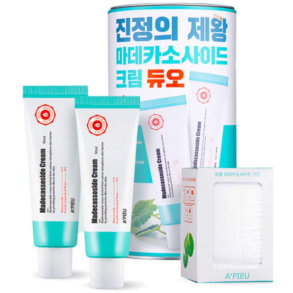 

Восстанавливающий крем для лица Apieu Madecassoside Cream Duo 2 шт + 2 набора спонжей, Крем для лица