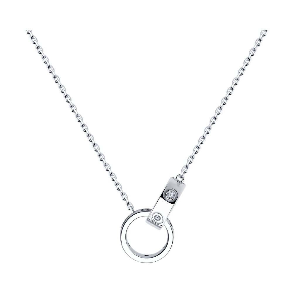 

Колье из серебра 50 см SOKOLOV 94070708, фианит, 94070708