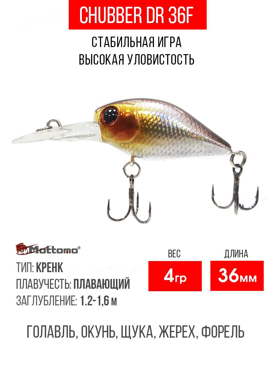

Воблер Mottomo Chubber DR 36F 4g Shibu Silver, Разноцветный, Chubber DR