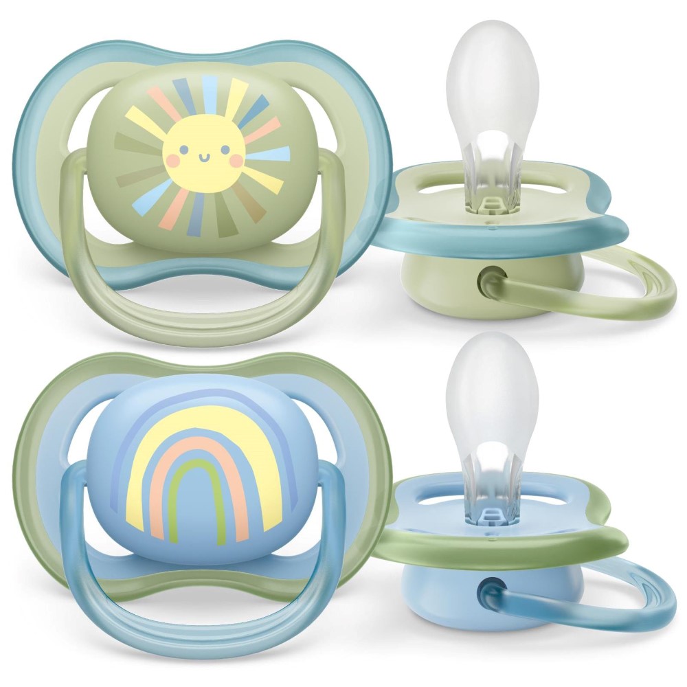 Пустышка Philips Avent Ultra Air SCF085/58, 0-6 мес, 2 шт, для мальчика