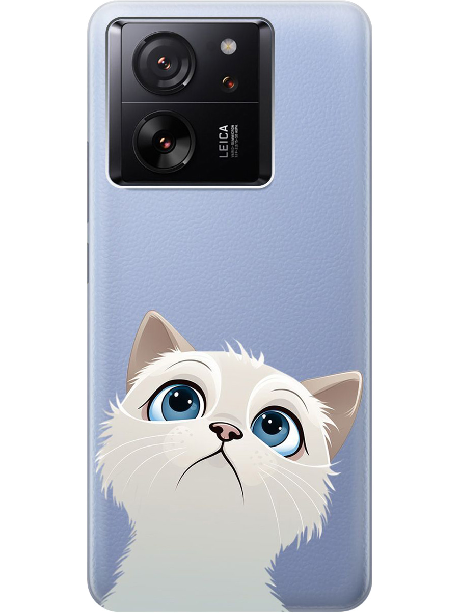 

Силиконовый чехол на Xiaomi 13T/13T Pro с принтом "Белый котик" прозрачный, Прозрачный;белый, 776584811