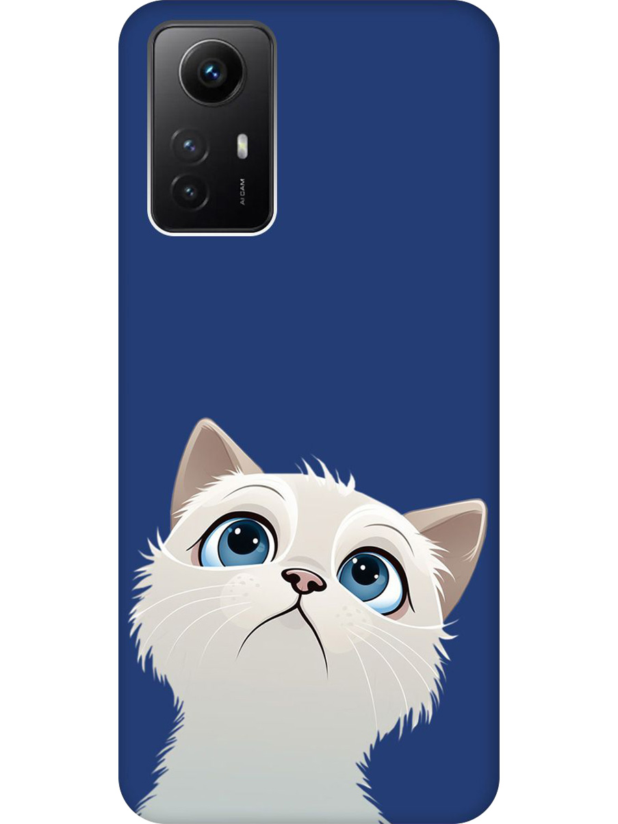 

Силиконовый чехол на Xiaomi Redmi Note 12s с принтом "Белый котик" матовый синий, Синий;белый, 778676911