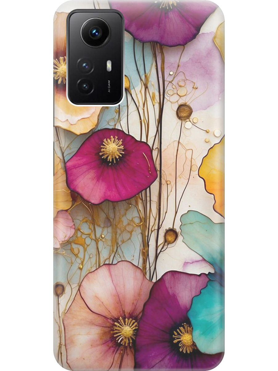 

Силиконовый чехол на Xiaomi Redmi Note 12s с принтом "Панно из цветов", Прозрачный;красный;белый, 778676922