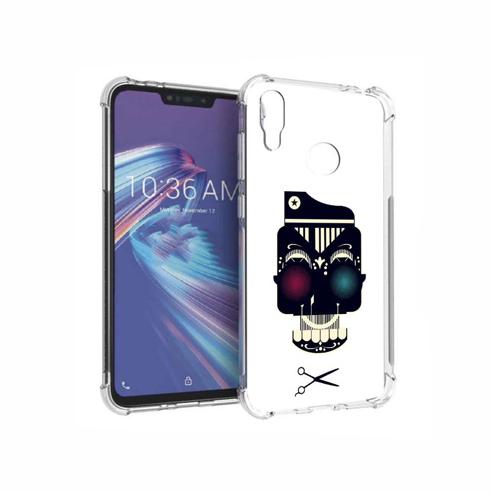 

Чехол MyPads Tocco для Asus ZenFone Max M2 (ZB633KL) черно белый скелет с яркими глазами, Прозрачный, Tocco