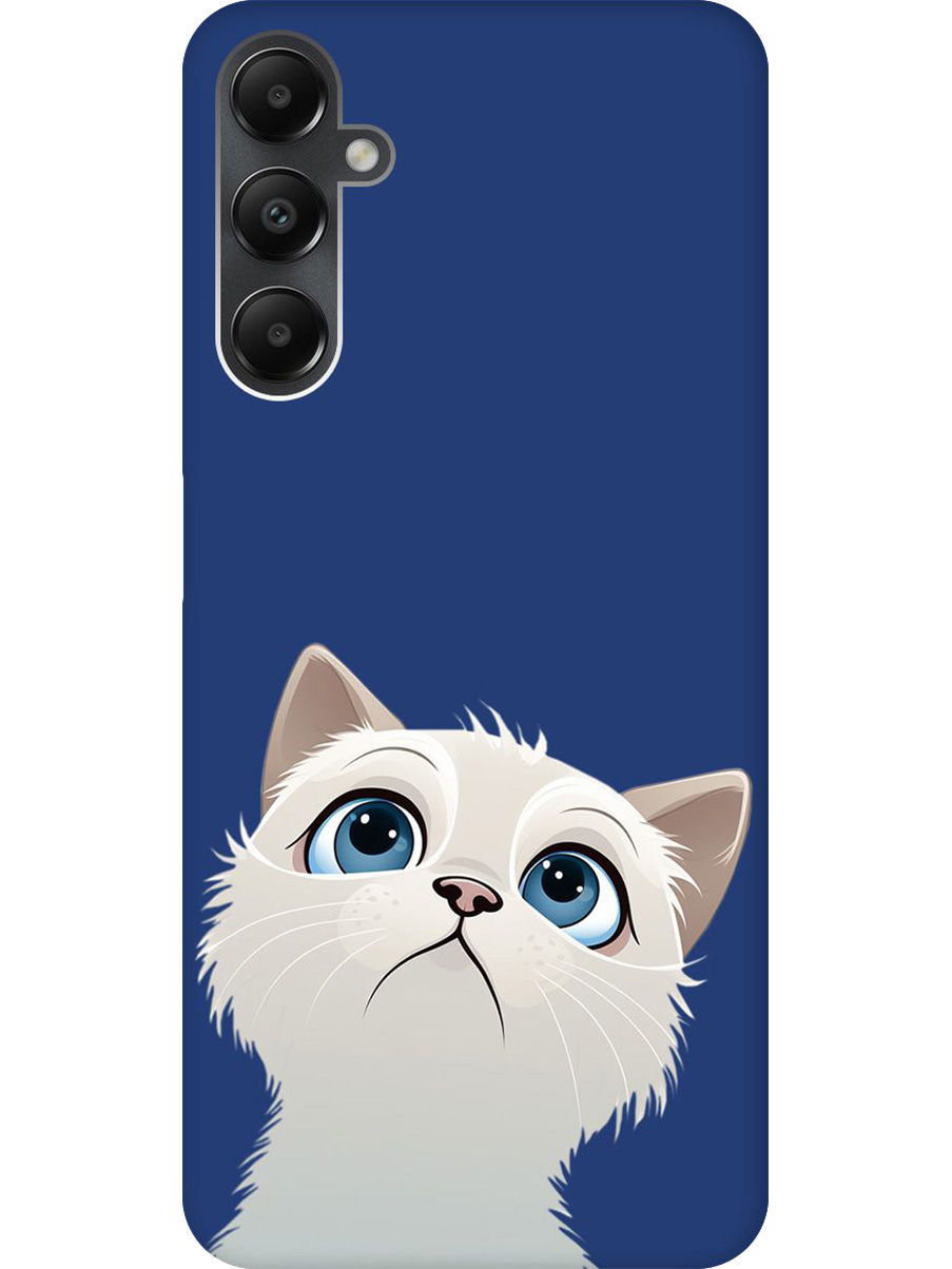 

Силиконовый чехол на Samsung Galaxy A05s с принтом "Белый котик" матовый синий, Синий;белый, 776583711