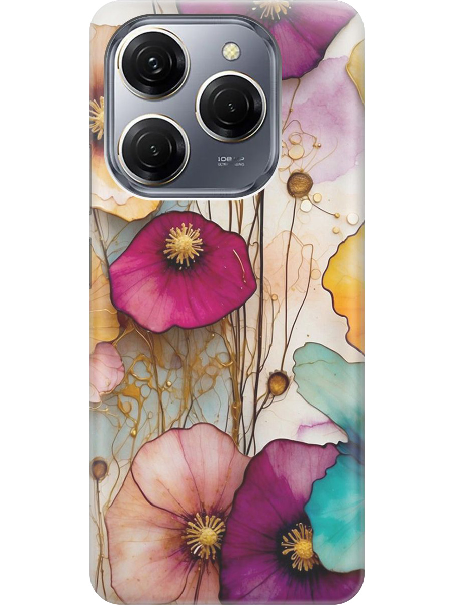 

Силиконовый чехол на Tecno Spark 20 Pro с принтом "Панно из цветов", Прозрачный;красный;белый, 779829022