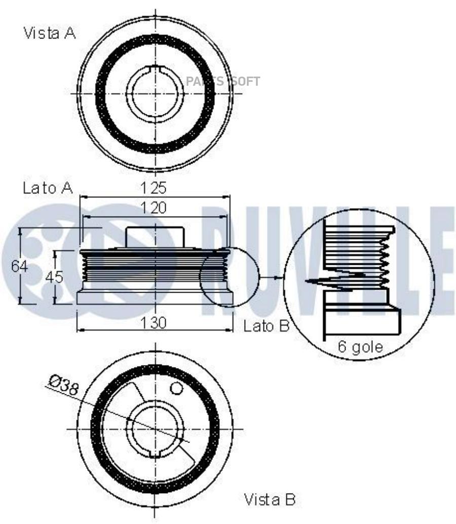 Шкив Коленвала Alfa Romeo: 166 Ruville арт. 520095