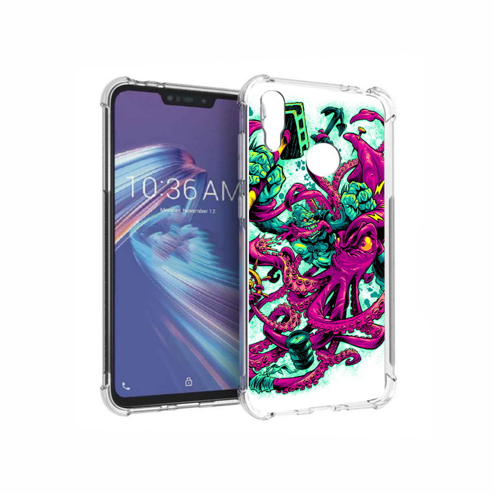 Чехол MyPads Tocco для Asus ZenFone Max M2 (ZB633KL) фиолетовый кракен