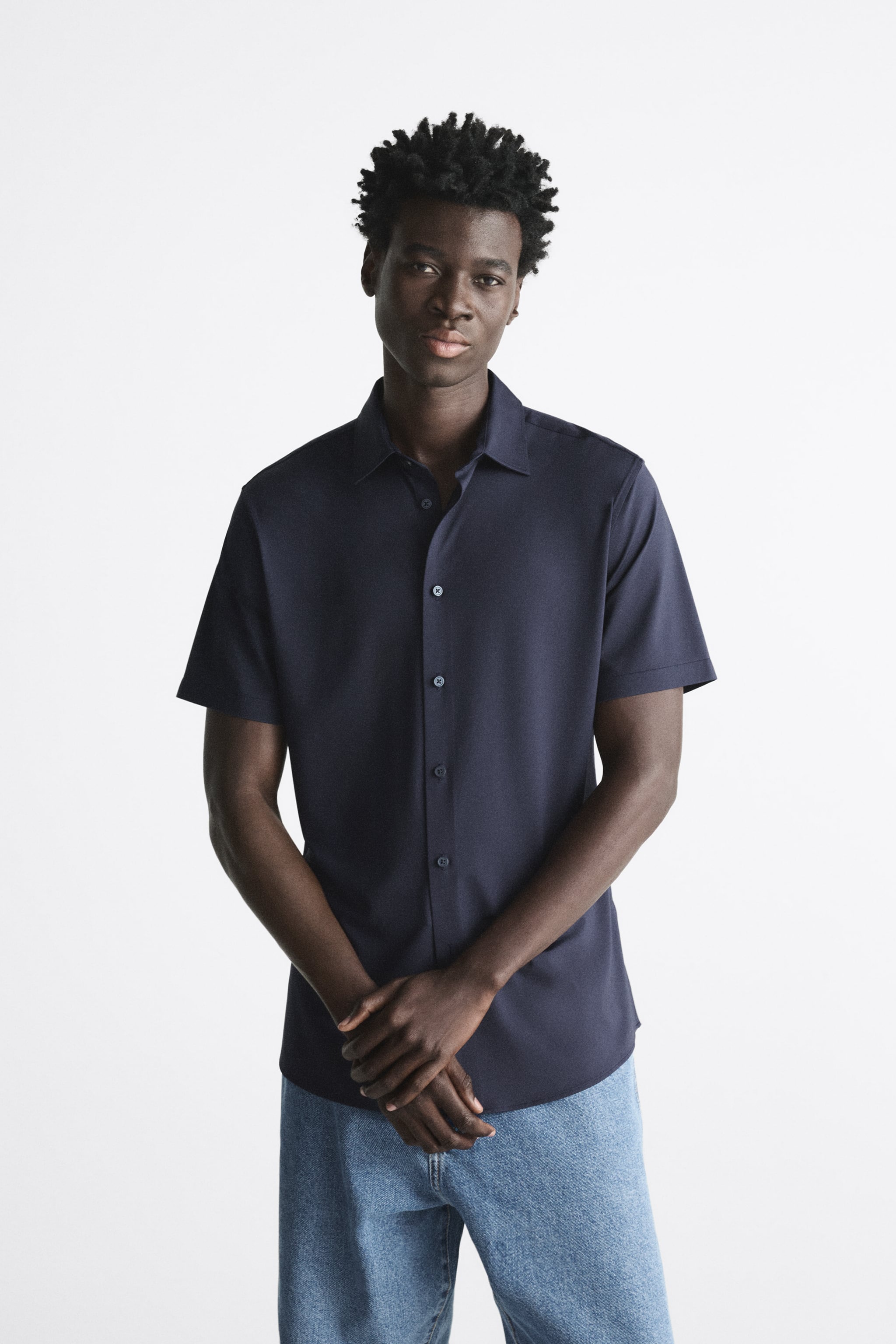 

Рубашка мужская ZARA 07545316 синяя S (доставка из-за рубежа), Синий, 07545316