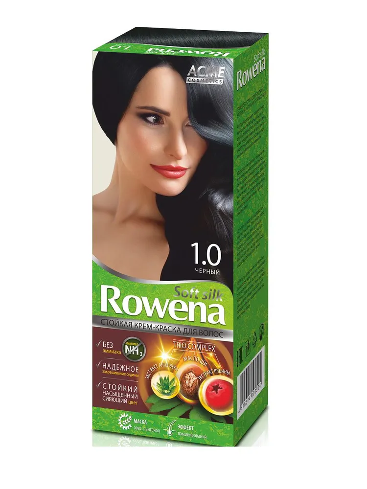

Крем-краска для волос Rowena soft silk стойкая тон 1.0 черный, ACME COSMETICS
