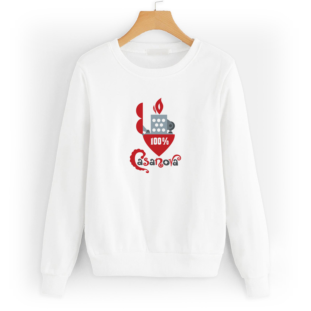

Свитшот белый CoolPodarok 100% Казанова (Зажигалка), 6W042185