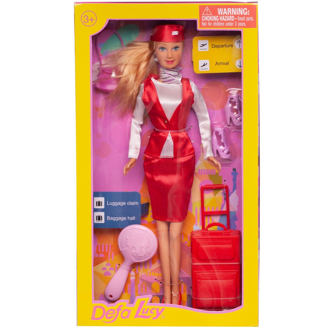 Кукла Defa Lucy Стюардесса в красно-белой форме, аксесс. 29 см 8286d/красно-белая