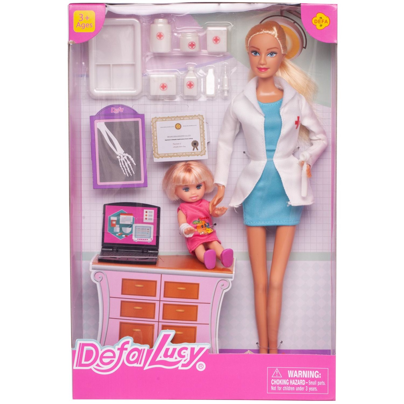 Кукла Defa Lucy Доктор с девочкой-малышкой, 29 см 8348d/голубое