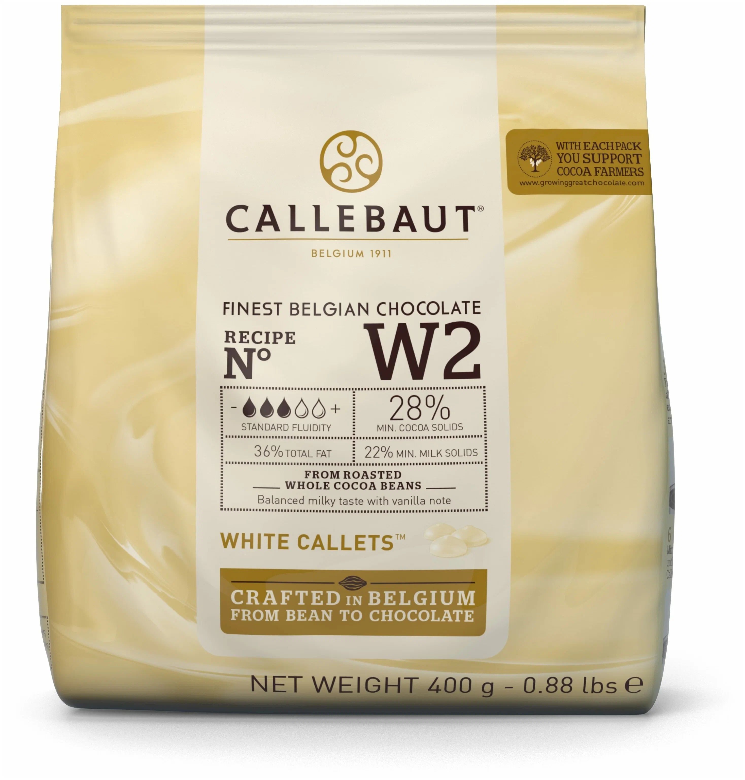 Шоколад белый Callebaut 28 % таблетированный, 400 г