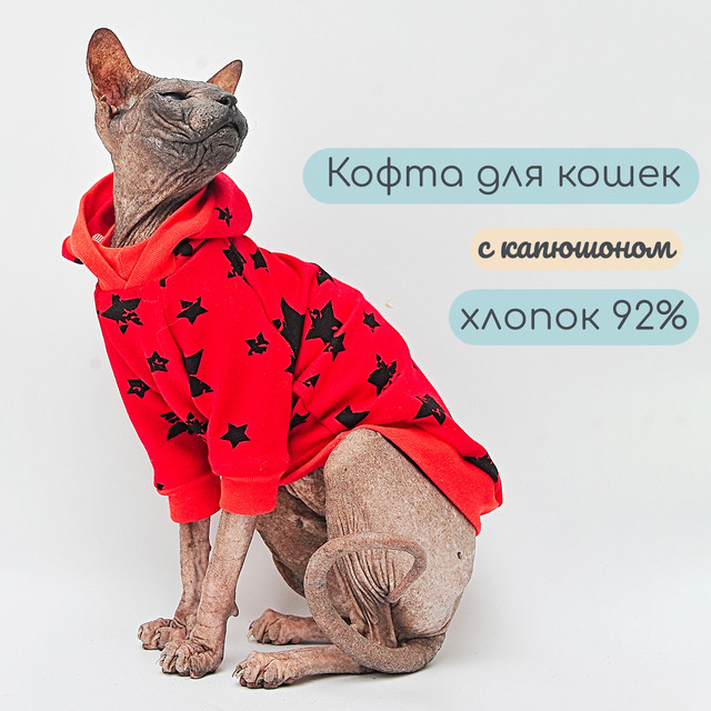 

Кофта для кошек Элегантный Хвост, , унисекс, красный, черный, длина спины 32 см, ХДДК