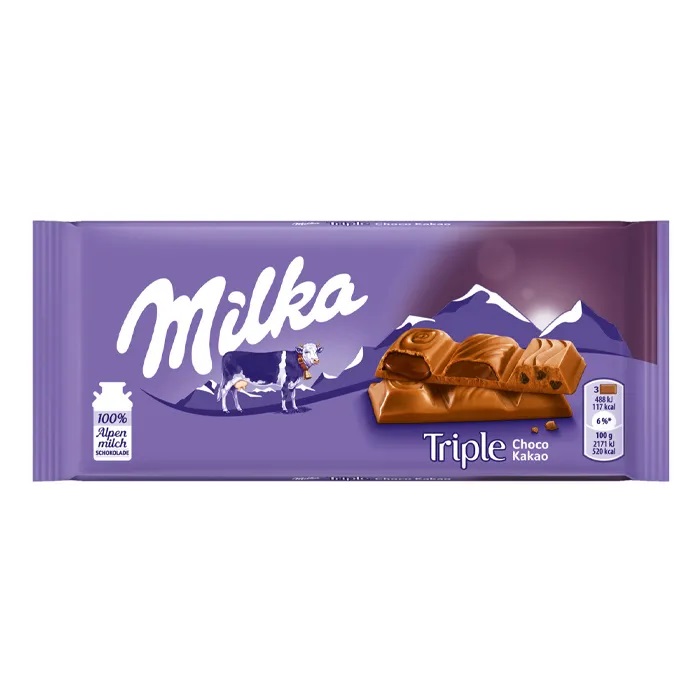 Шоколад Milka Triple Cacao, 90 г