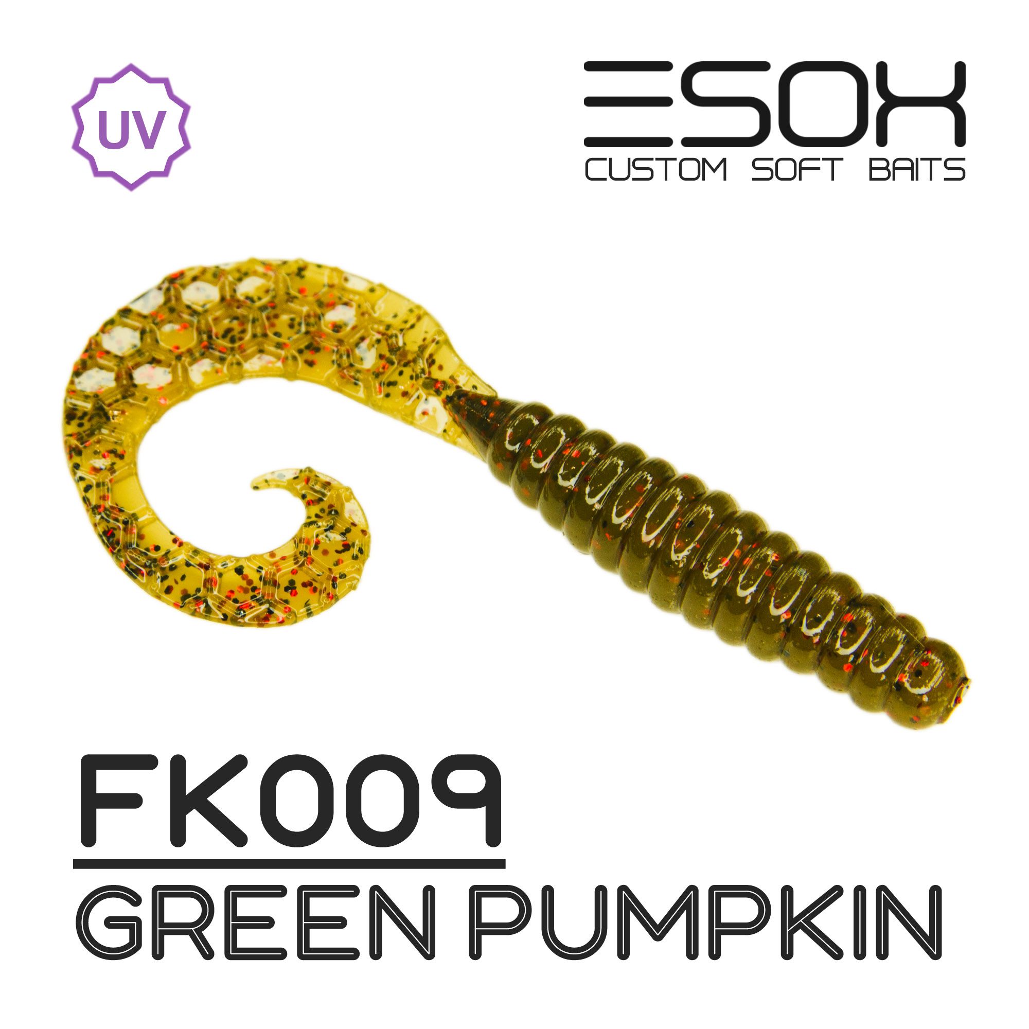 

Силиконовая приманка Esox Twirly Grub 80 мм цвет FK009 Green Pumpkin 6 шт, Twirly Grub