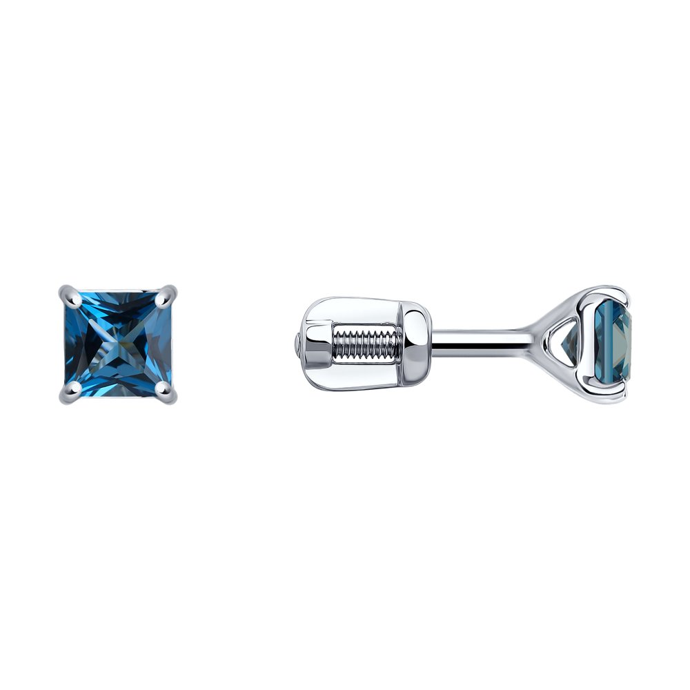 

Серьги пусеты из белого золота SOKOLOV 728079-3, топаз, 728079-3