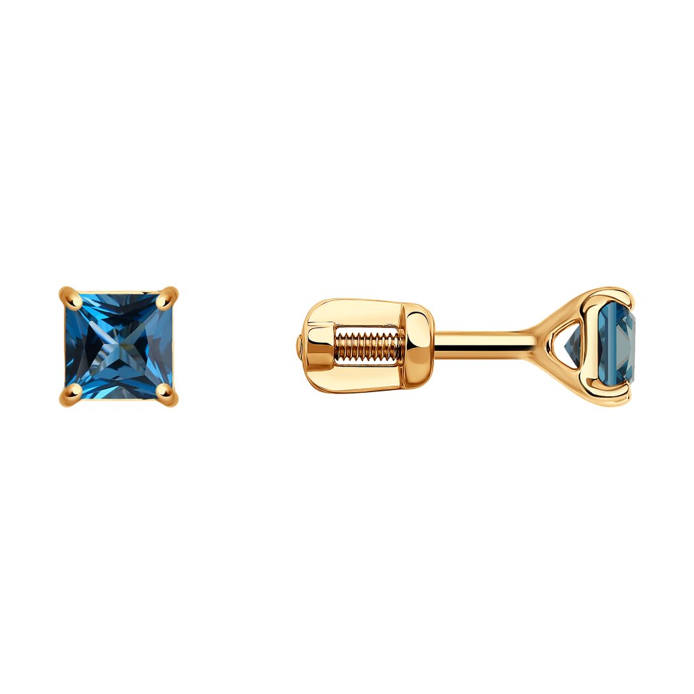 

Серьги пусеты из красного золота SOKOLOV 728079, топаз, 728079