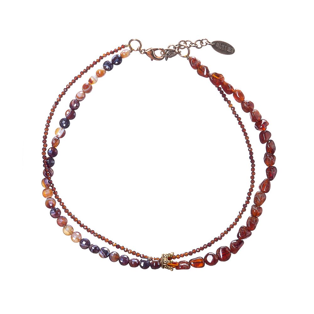

Колье из бижутерного сплава 43 см Lanzerotti LZ-22.10-358, агат/гранат, LZ-22.10-358
