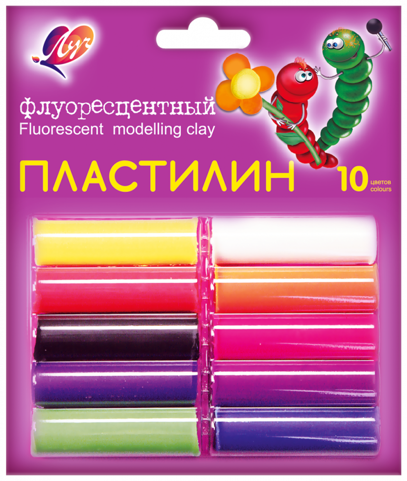 Купить Пластилин ЛУЧ Пластилин флуоресцентный 10 цветов 12С766-08,