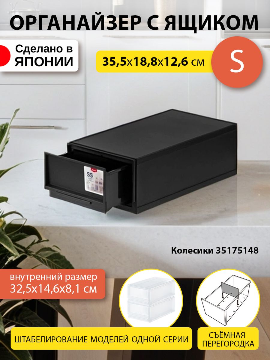 

Короб для хранения вещей SANKA пластиковый 35,5х18,8х12,6 см S, SA-202851