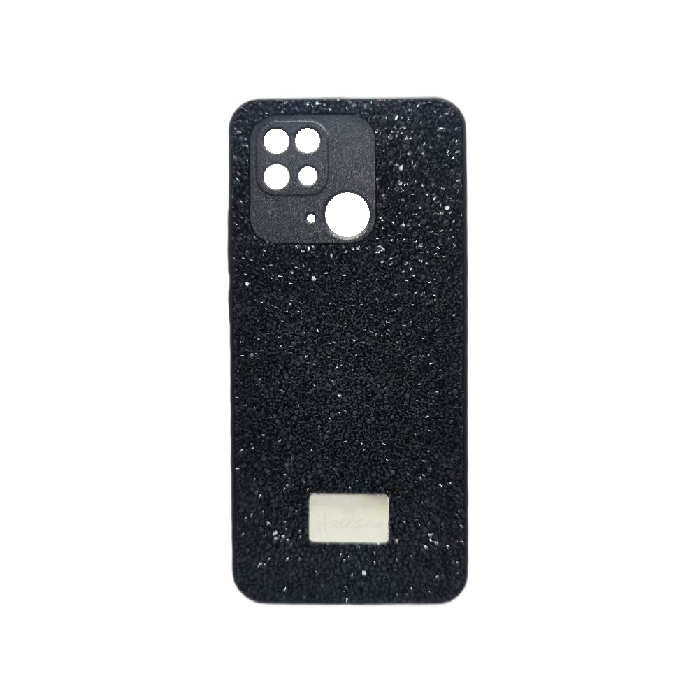 

Чехол силиконовый с защитой камеры HallSen с камнями для Xiaomi Redmi 10C (черный)