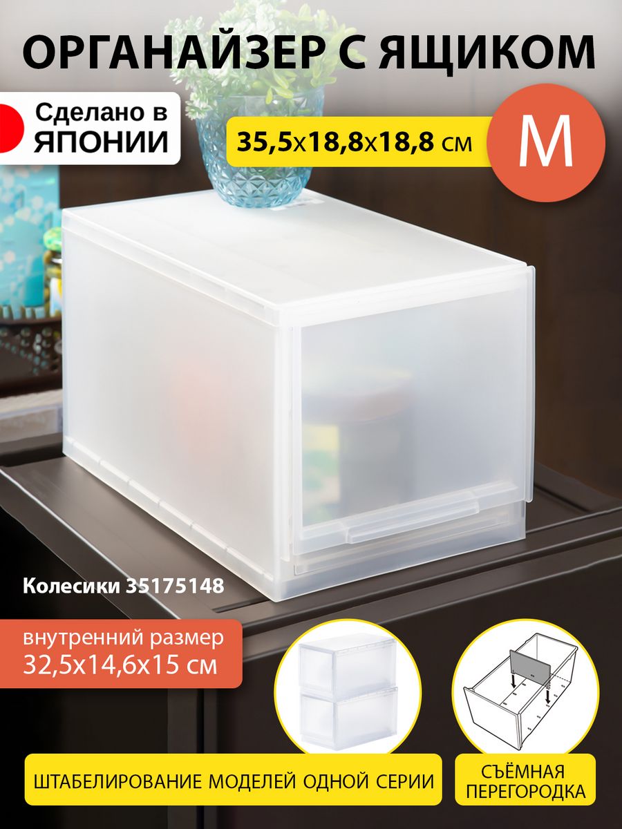 

Короб для хранения вещей SANKA пластиковый 35,5х18,8х18,8 см M, SA-202851