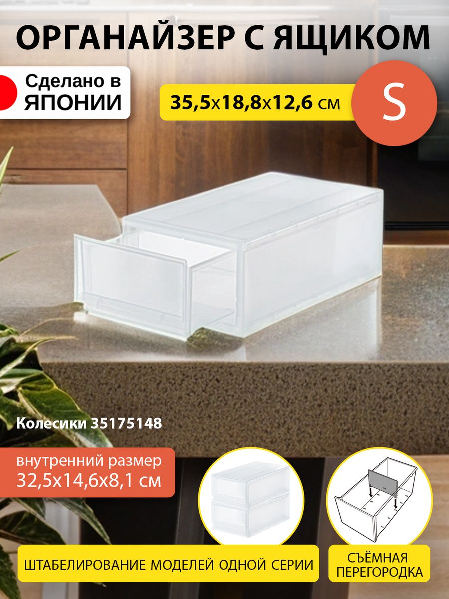 

Короб для хранения вещей SANKA пластиковый 35,5х18,8х12,6 см S, SA-202851