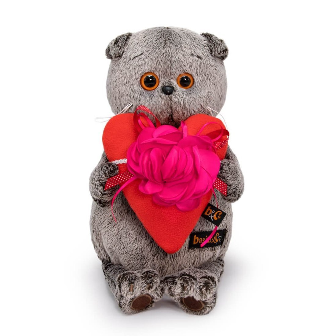фото Мягкая игрушка budi basa басик и сердце с цветком, 25 см, ks25-237