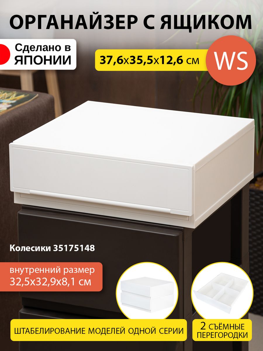 Короб для хранения вещей SANKA пластиковый 37,6х35,5х12,6 см WS