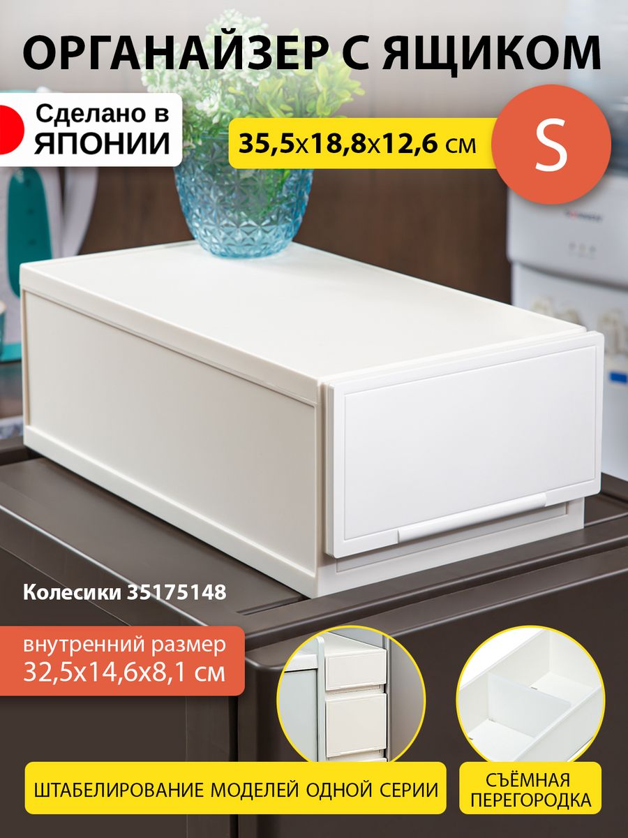 

Короб для хранения вещей SANKA пластиковый 35,5х18,8х12,6 см S, SA-200703