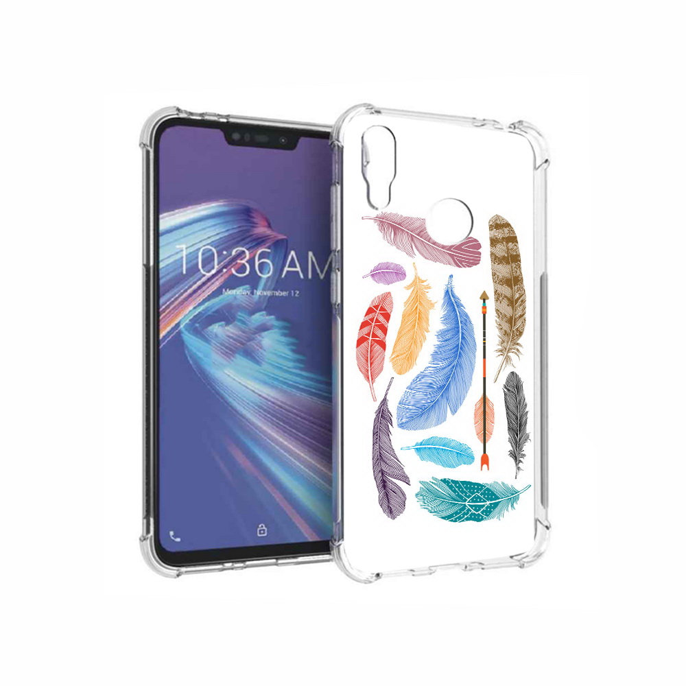 

Чехол MyPads Tocco для Asus ZenFone Max M2 (ZB633KL) разноцветные перья, Прозрачный, Tocco