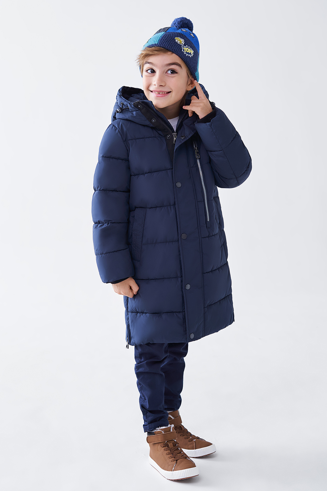 фото Куртка для мальчика baon bk540505 синий р.134