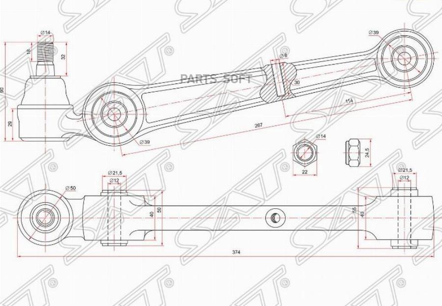 

SAT STMB912509 Рычаг нижний прямой с шаров. MITSUBISHI ECLIPSE/GALANT/ETERNA/EMERAUDE/LEGN
