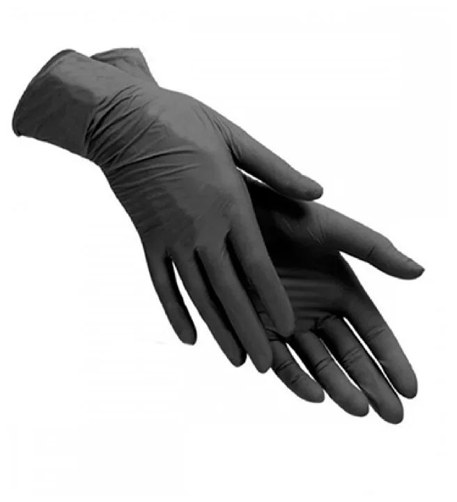Винил - нитриловые одноразовые перчатки, нестерильные, неопудренные. Черные/ Размер М - 10