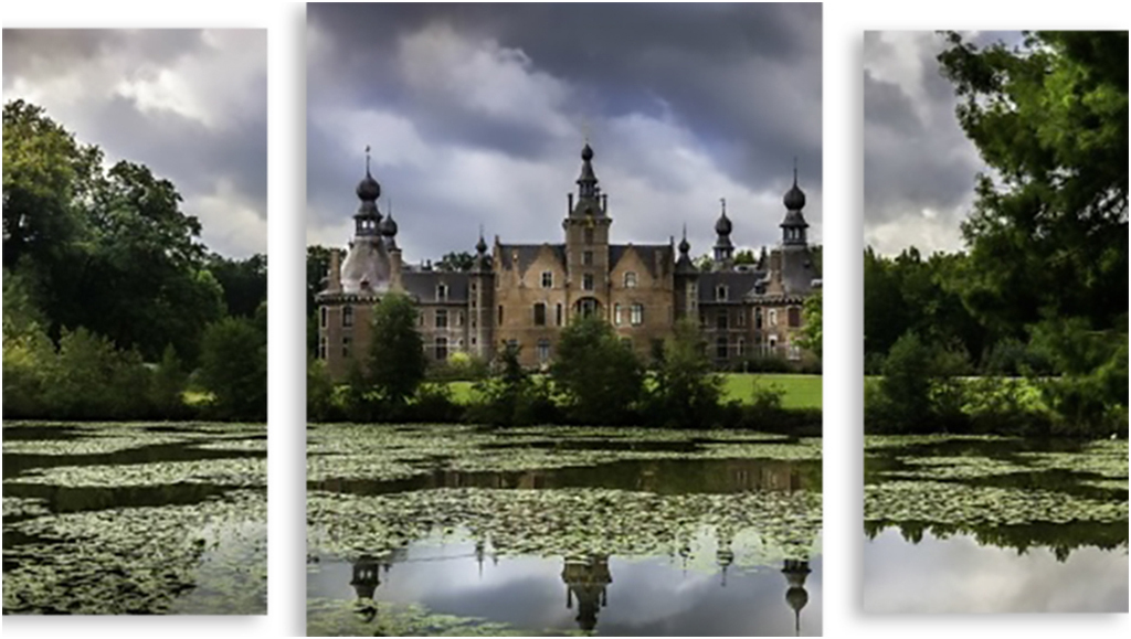 фото Картина модульная на холсте модулка "замок в бельгии" 120x73 см