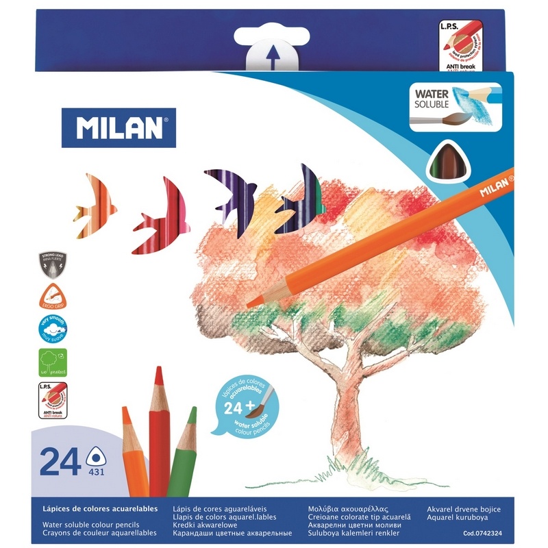 Milan акварельные, 24 цвета 3 грани