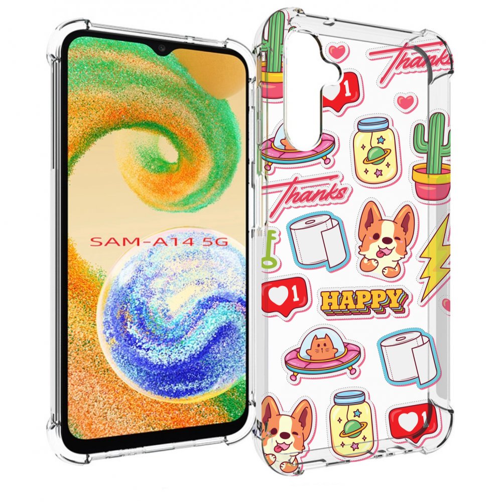 

Чехол MyPads милые-стикеры-корги для Samsung Galaxy A14 5G, Прозрачный, Tocco