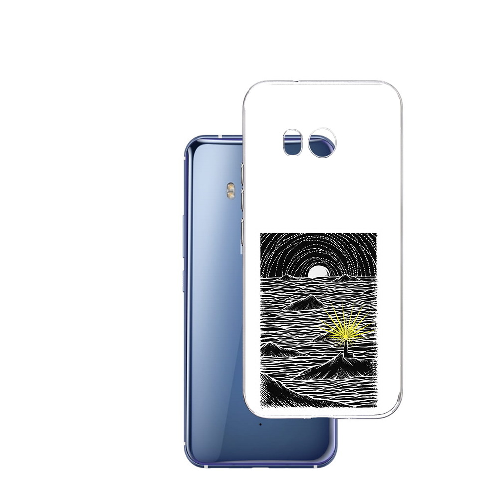 

Чехол MyPads Tocco для HTC U11 маяк в черно белом море, Прозрачный, Tocco