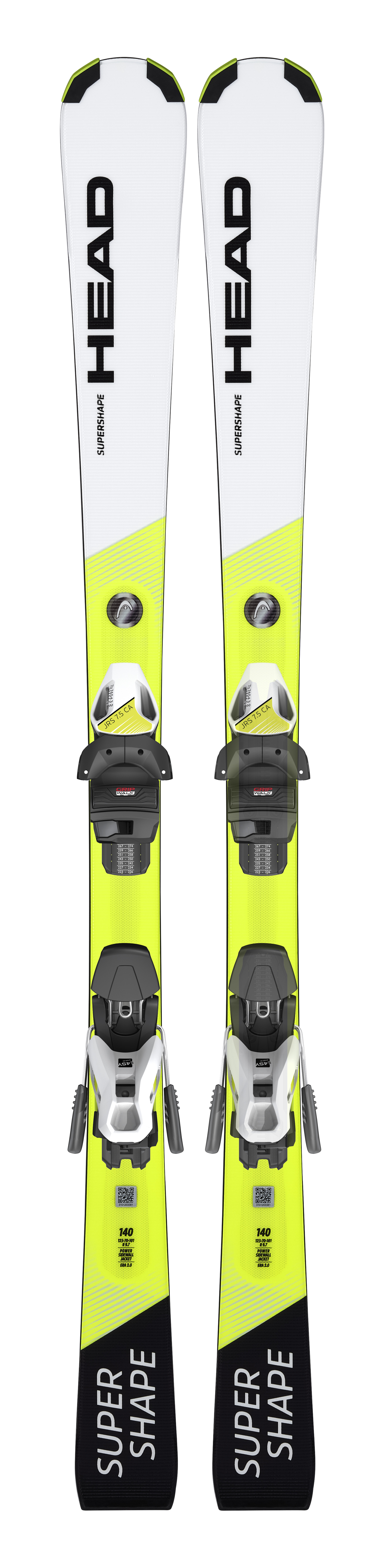 фото Горные лыжи head 2021-22 supershape jrs pro + jrs 7.5 white/neon yellow (см:140)