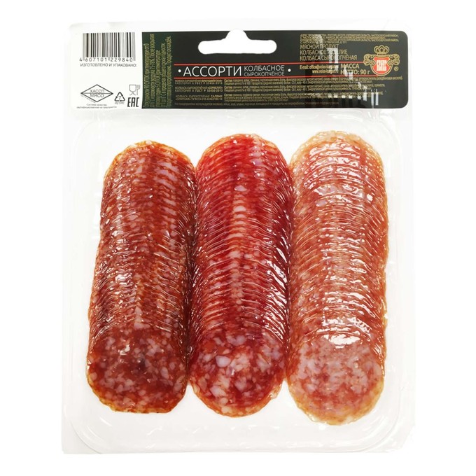 

Колбаса сырокопченая Велес ассорти, нарезка, 90 г