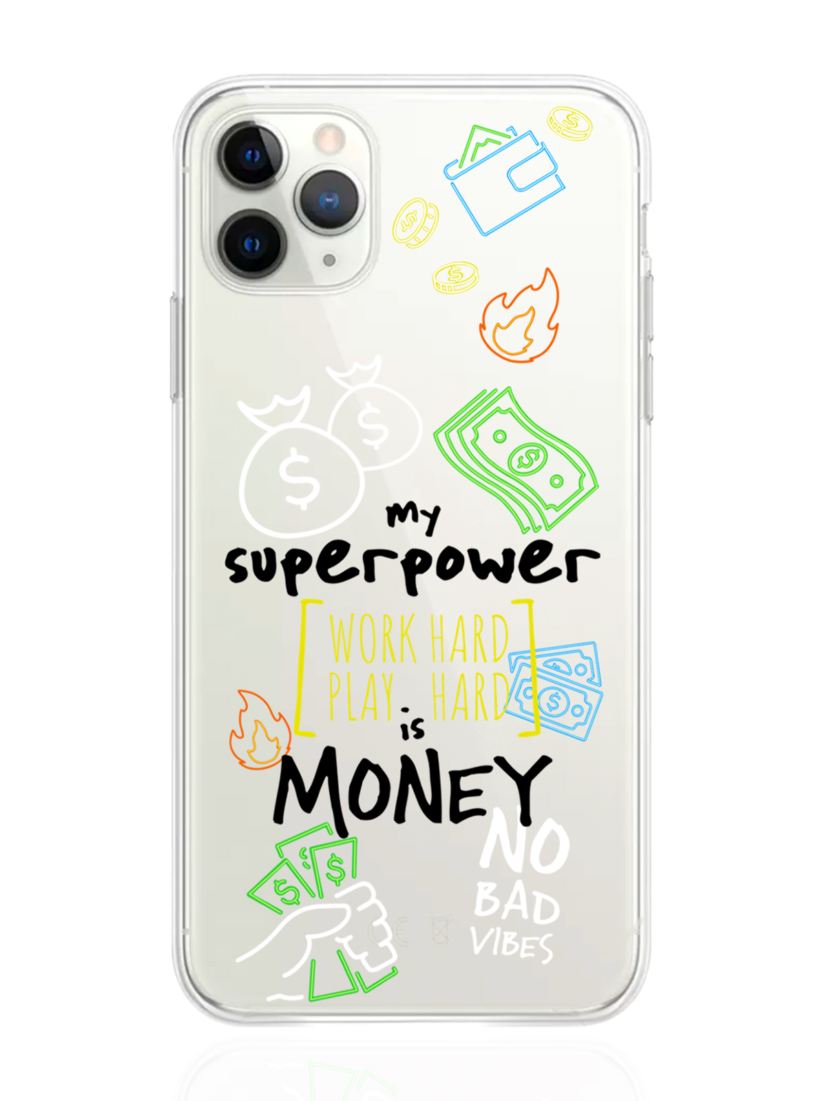 фото Чехол musthavecase для iphone 11 pro max my superpower is money прозрачный